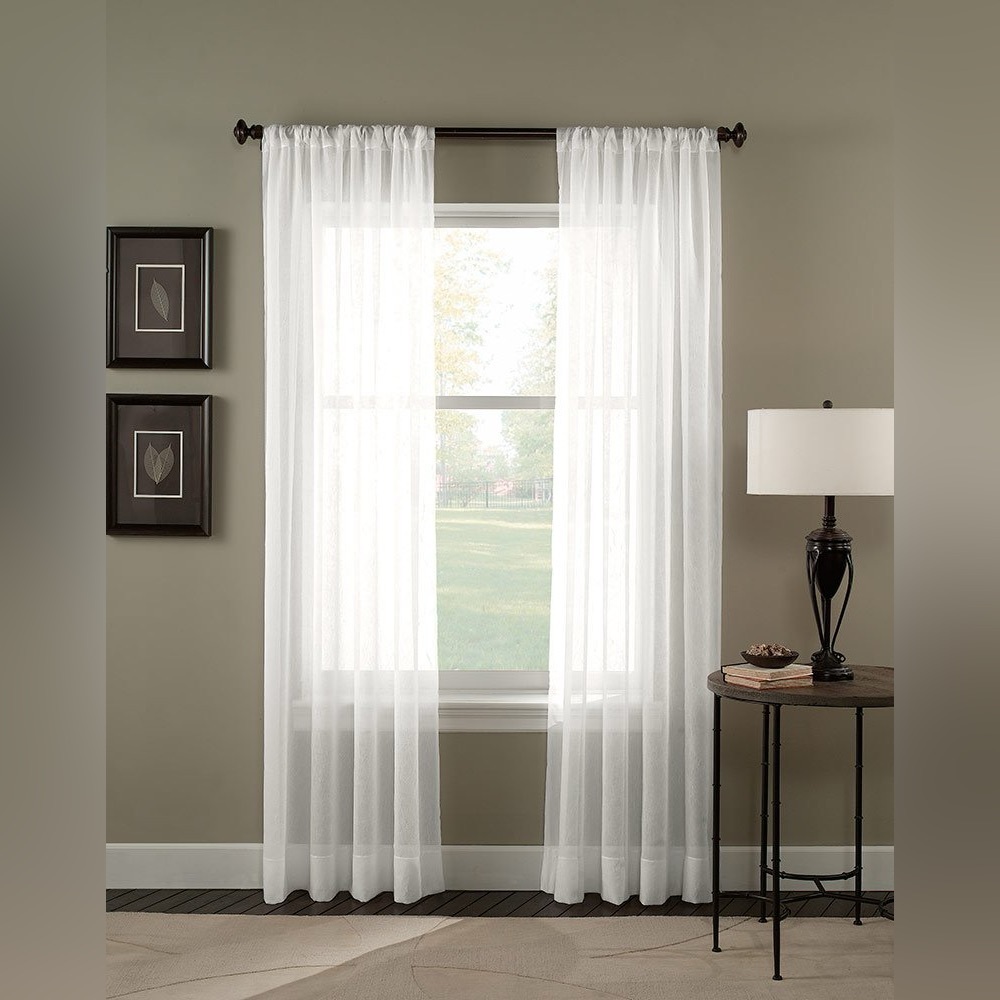 Exclusive Home Premium Quality Rod Pocket Panels, Set of 2, White, Belgian, New
